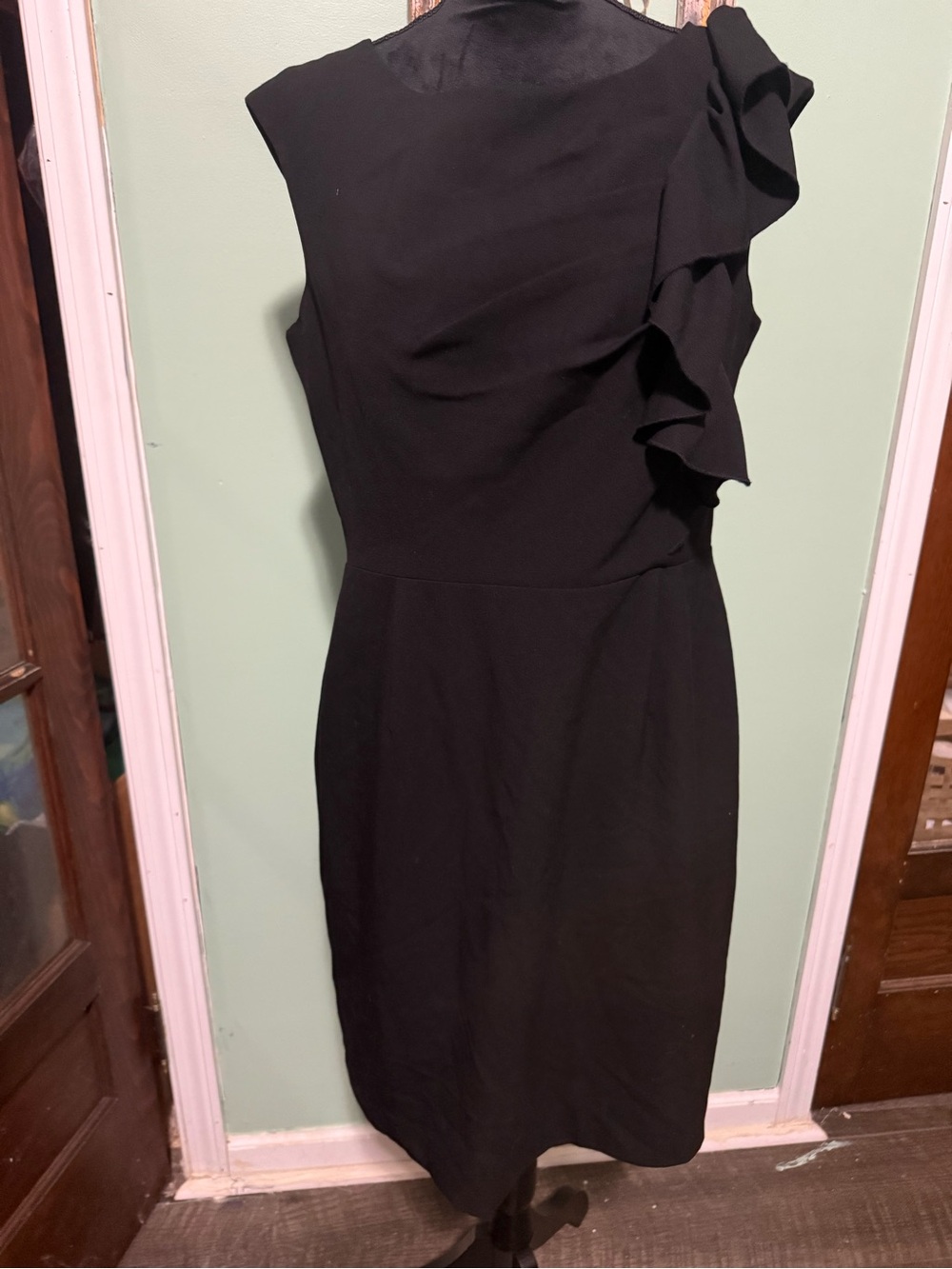 Calvin Klein black ruffle sheath dress size 12